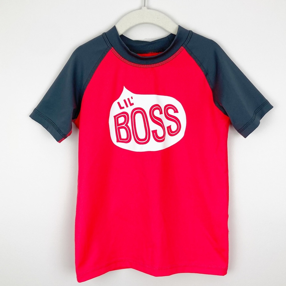 The Children’s Place - 5T Short Red & Gray Lil Boss Rashguard